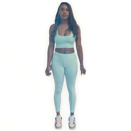 Full Length Leggings and Matching Padded Sports Bra - Two Piece Set Color Flex Boutique