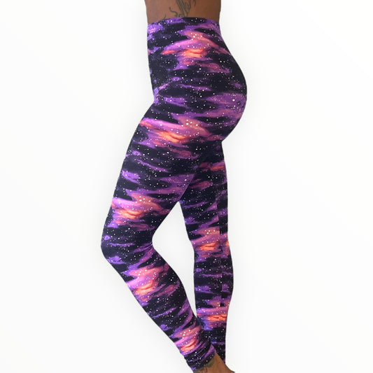 Fashionably Printed Activewear Everyday Leggings - Galaxy Purple Leggings Color Flex Boutique